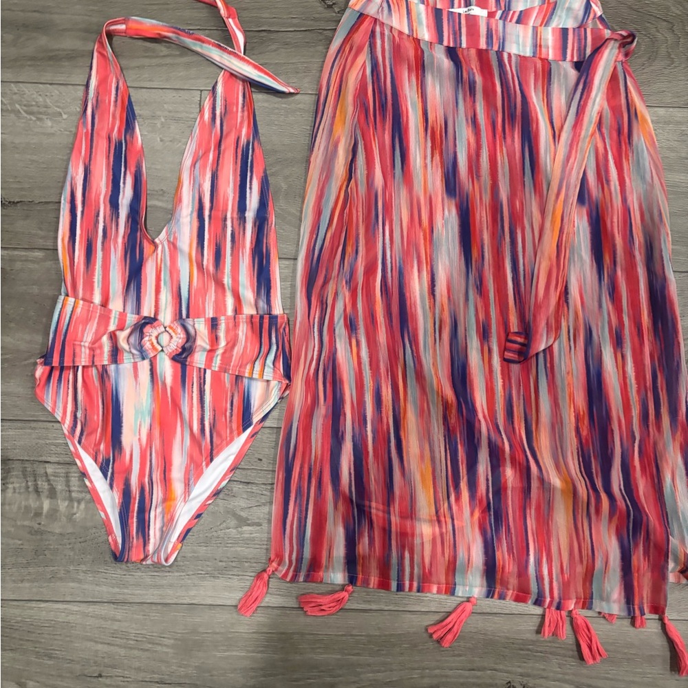 Colorful Striped Women Swim One Piece
